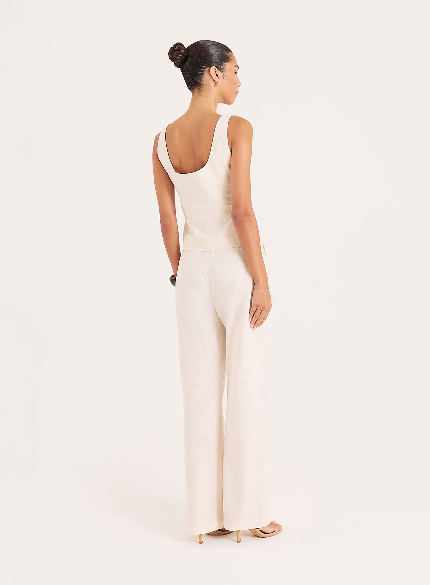 Cream Linen Blend Waistcoat- Miriam